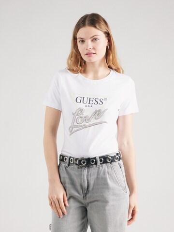 GUESS Μπλουζάκι σε λευκό: μπροστά