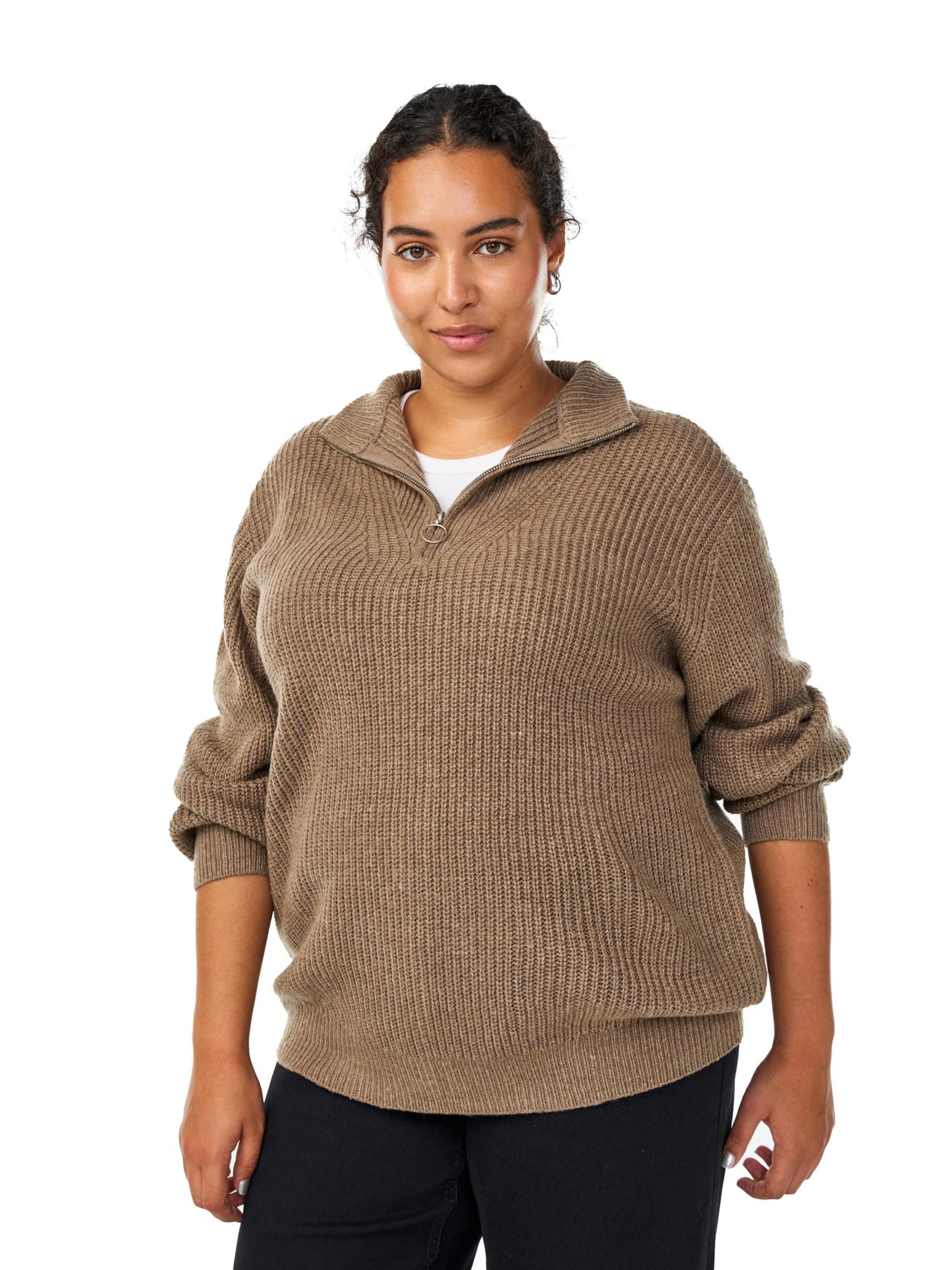 Zizzi Πουλόβερ 'Fllola' σε καφέ: μπροστά