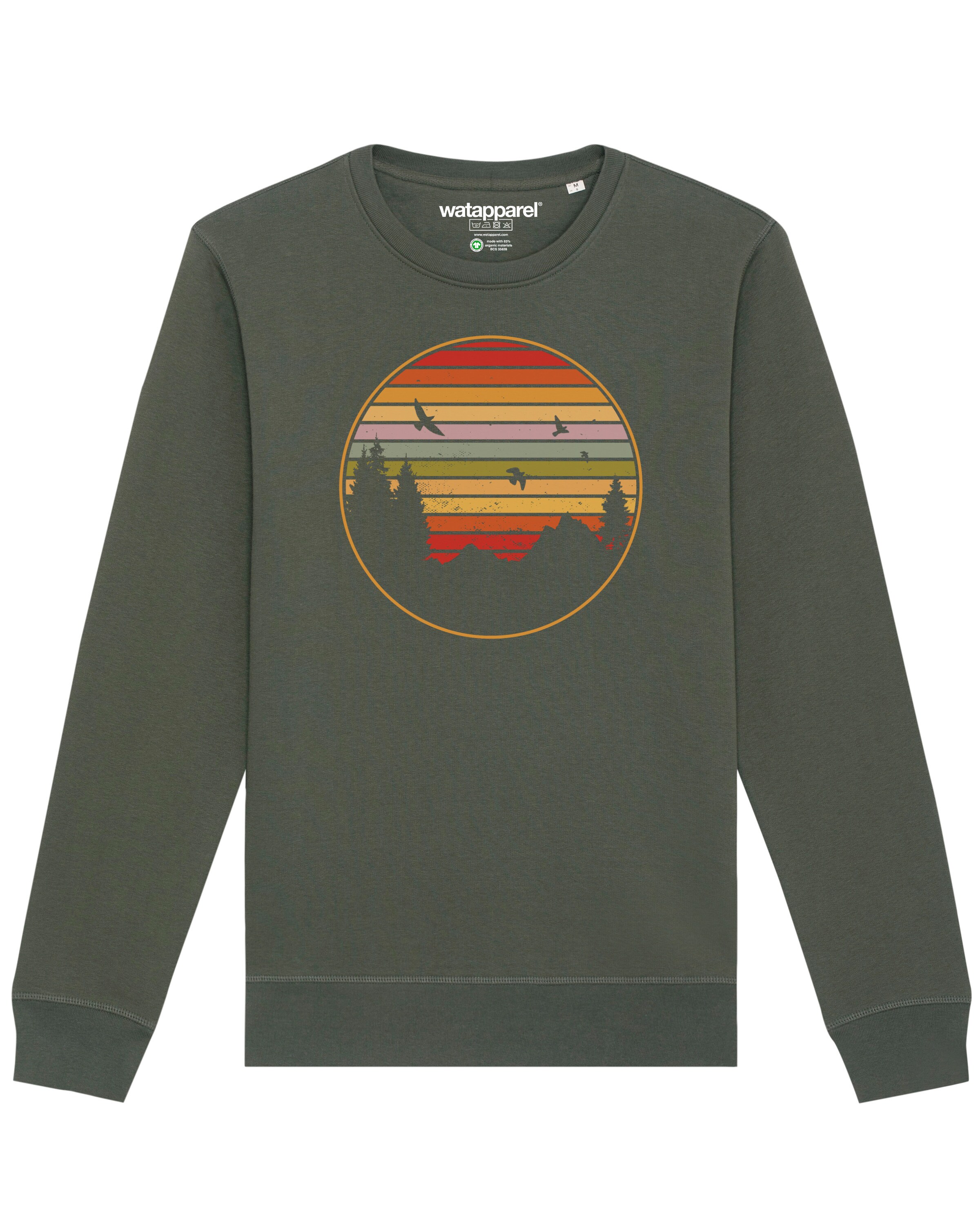 Watapparel Sweatshirt ' Sunset Berge & Tannen ' in Green: front