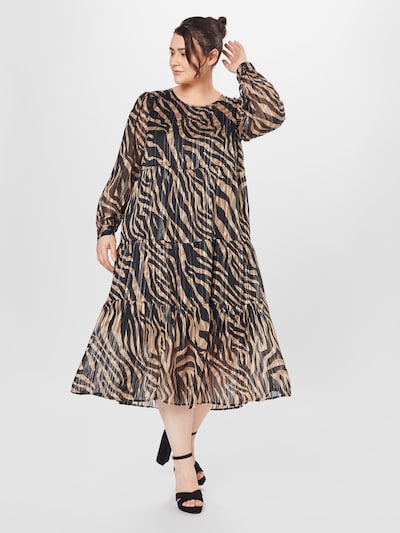 Rochie 'Venke' KAFFE CURVE pe șampanie / negru / alb, Vizualizare model