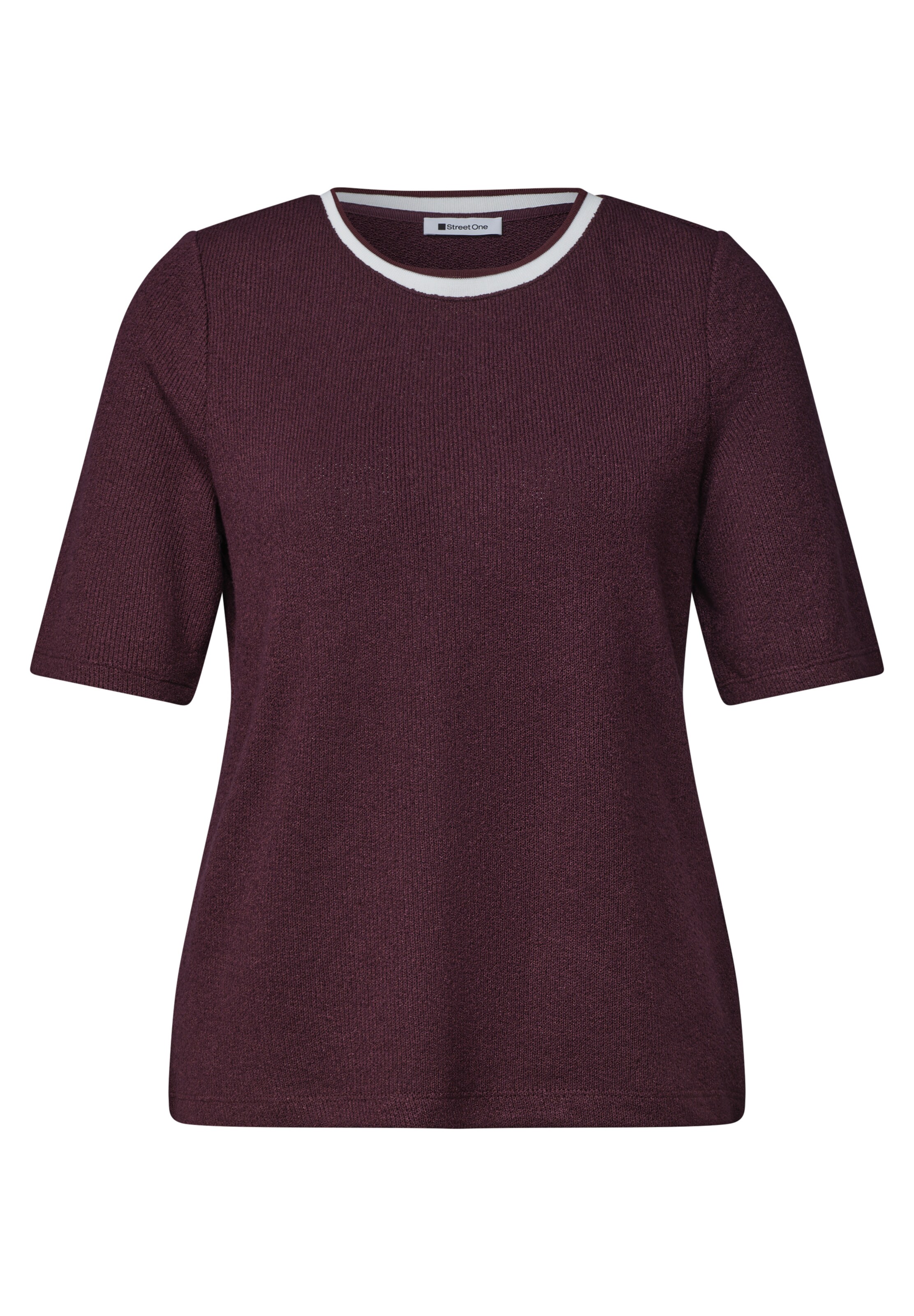 STREET ONE T-Shirt im Strick-Look mit Rundhals in Rot: Vorderseite