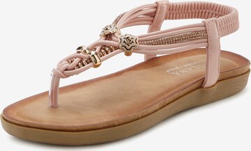 LASCANA T-Bar Sandals in Pink: front