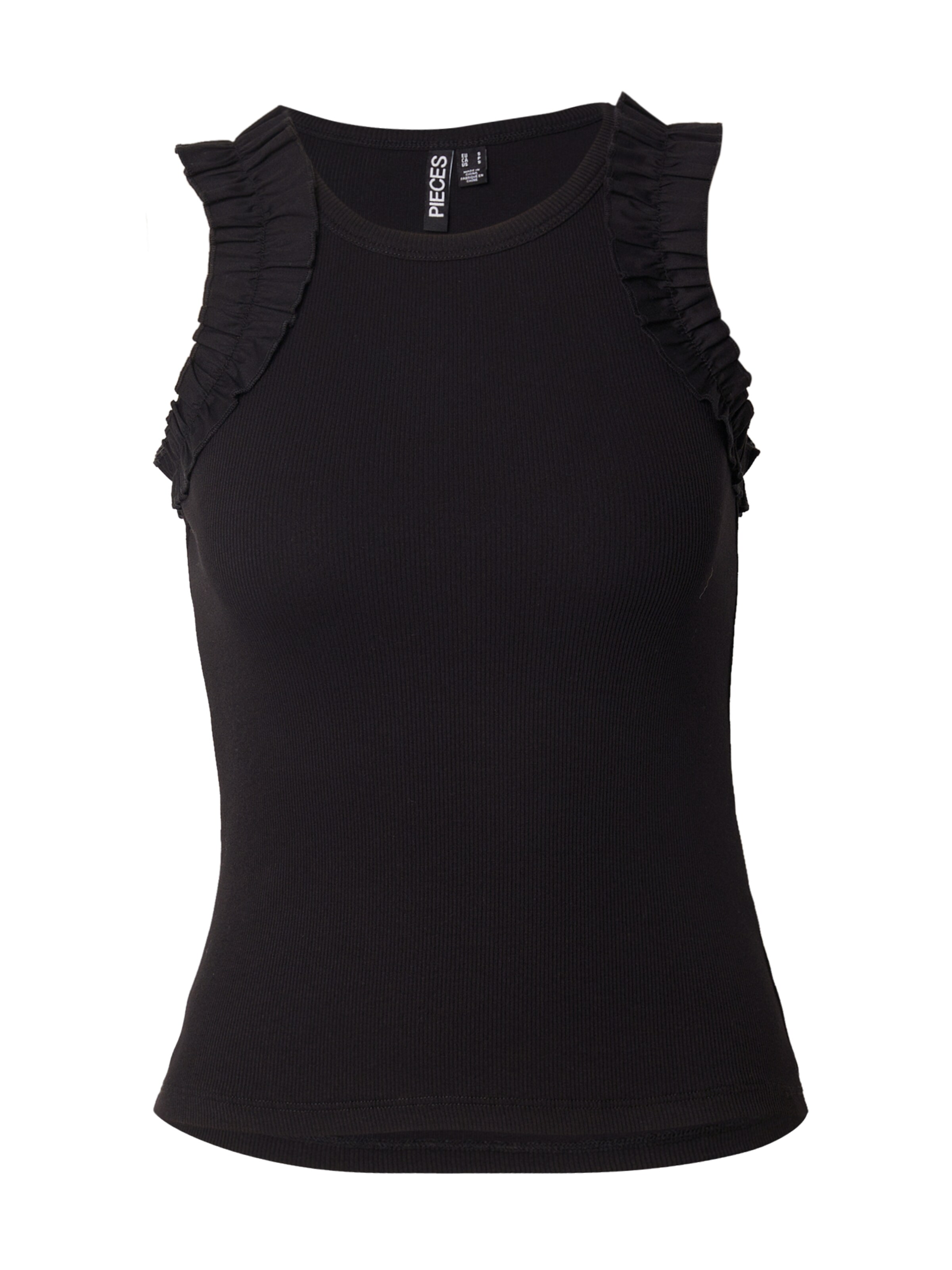 PIECES Top 'PCTUBANA' in Black: front