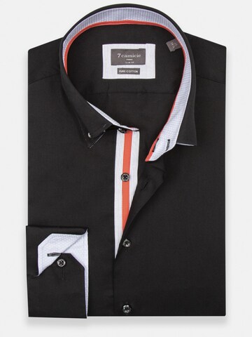 Slim fit Camicia business 'Roma Iconic Satin Man Shirt White' di 7Camicie in nero