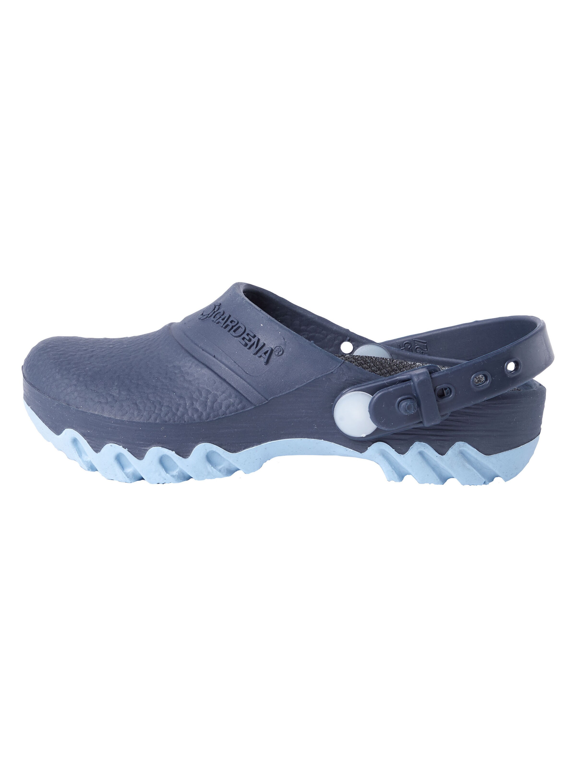 Gardena Clogs in Blau: Vorderseite
