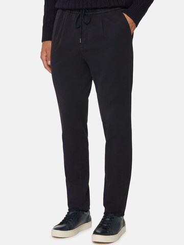 Boggi Milano Regular Pleat-front trousers in Blue: front