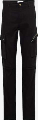 TOPMAN - Tapered Calças cargo em preto: frente