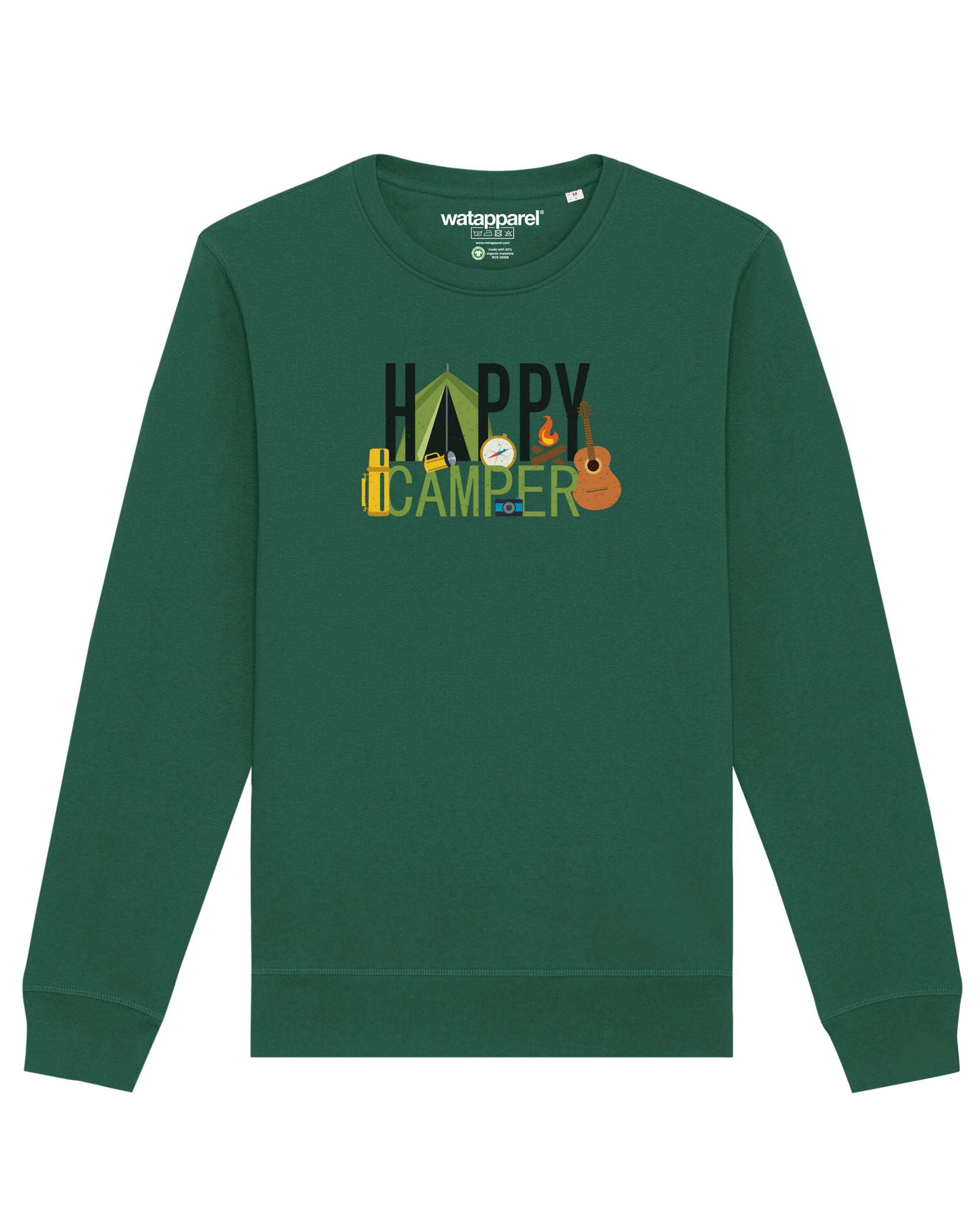 Sweat-shirt ' Happy Camper ' Watapparel en vert : devant