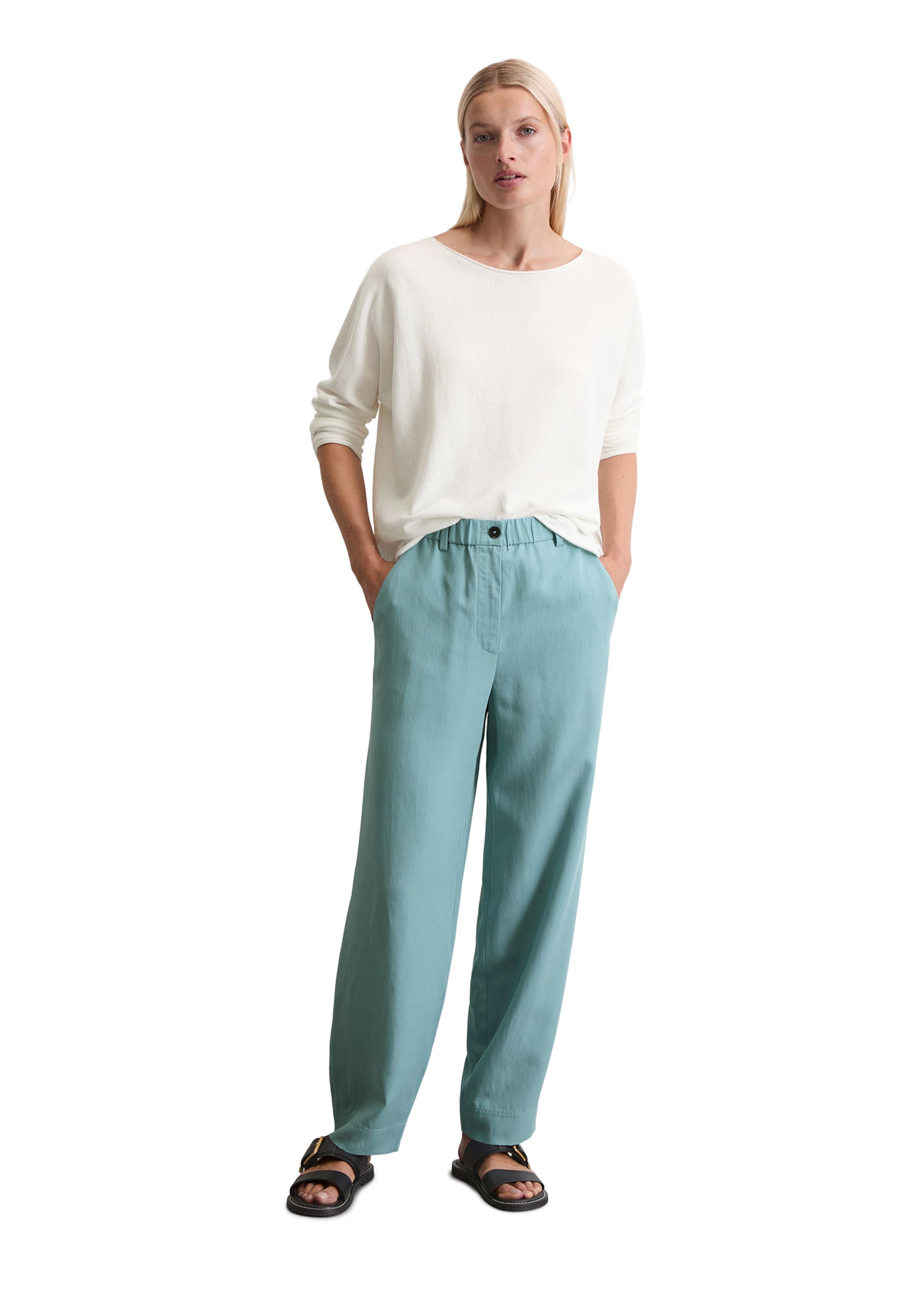 Marc O'Polo Wide leg Broek in Blauw