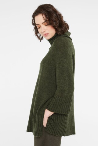 SENSES.THE LABEL Rollkragenpullover mit verkürzten Ärmeln in Grün