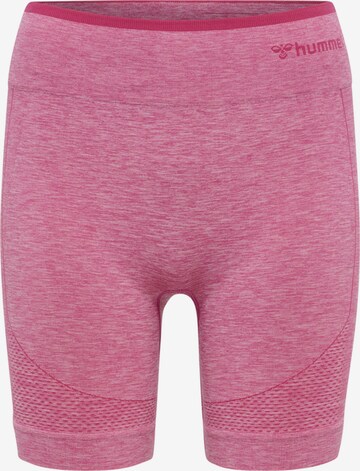 Skinny Pantalon de sport Hummel en rose : devant