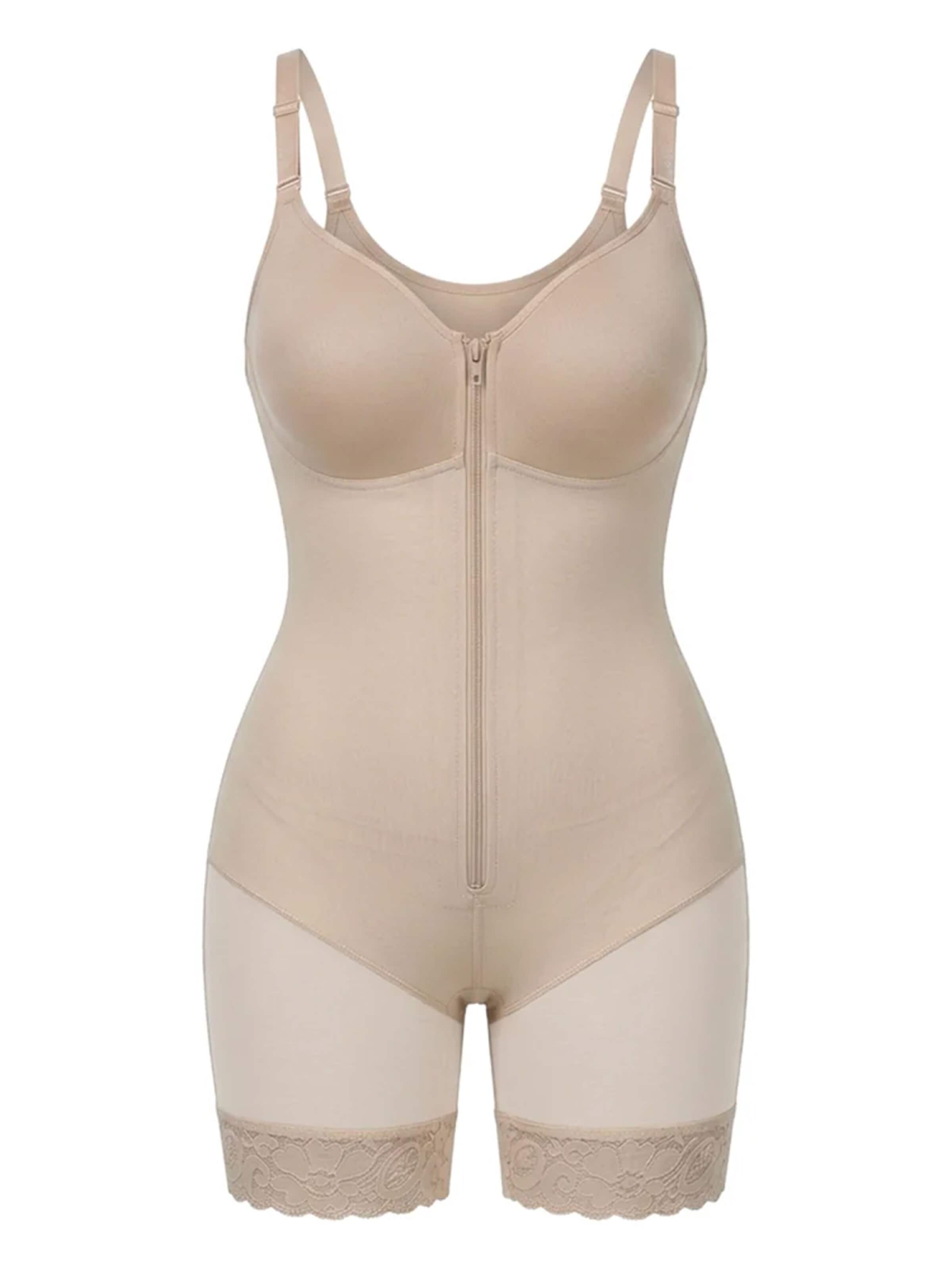 Shapetape Shapingbody 'Corrigerende Bodysuit met Rits en Pijpjes' in Beige