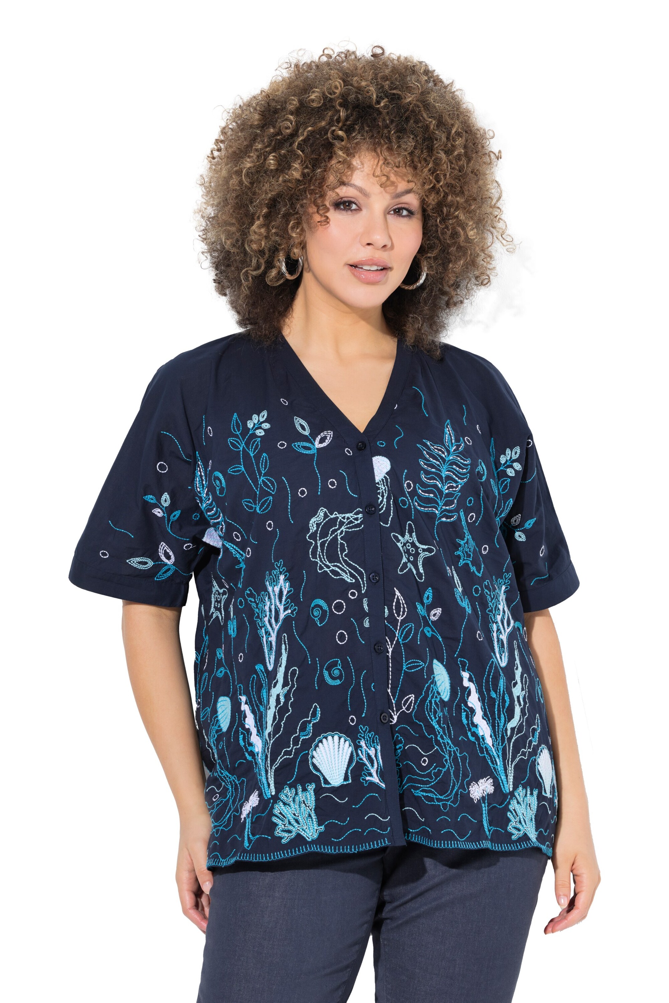 Ulla Popken Blouse in Blauw: voorkant