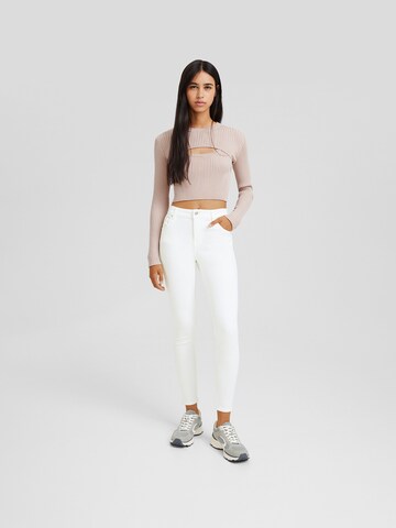 Bershka Skinny Džíny – bílá