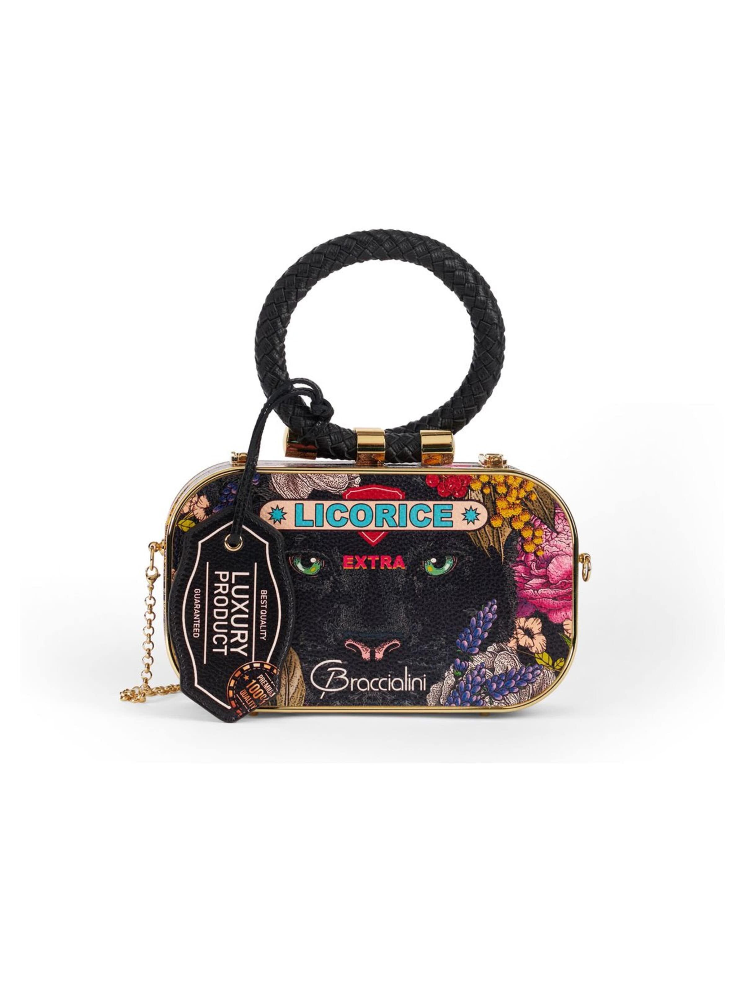 Braccialini - Bolso de noche 'Tema Sardine Licorice' en negro: frente