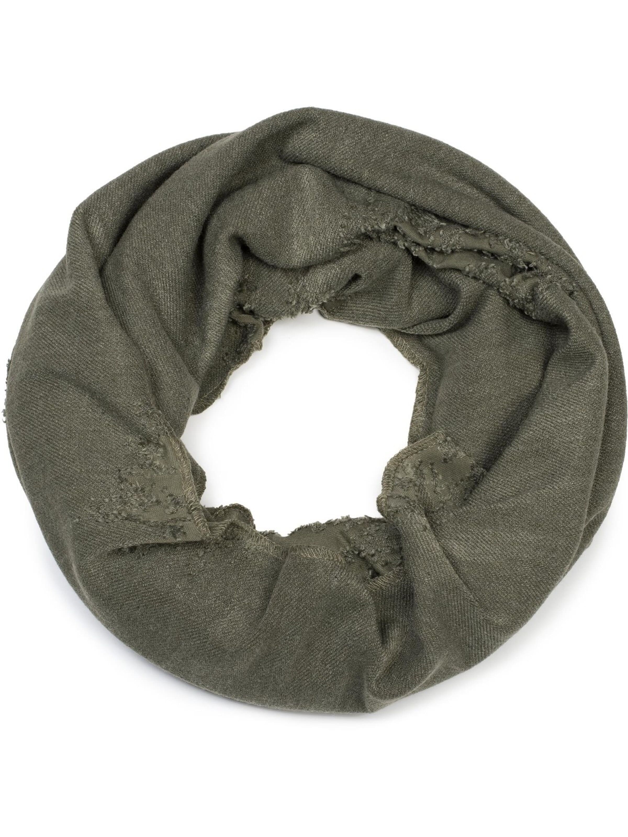 styleBREAKER Schlauchschal 'Loop Schal Destroyed Look'‌ in Grün: Vorderseite