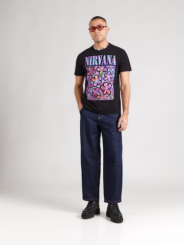 AMPLIFIED Paita 'NIRVANA - NEON FLOWERS' värissä musta