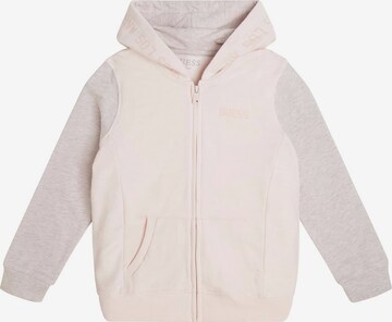 GUESS Zip-Up Hoodie in Pink: front