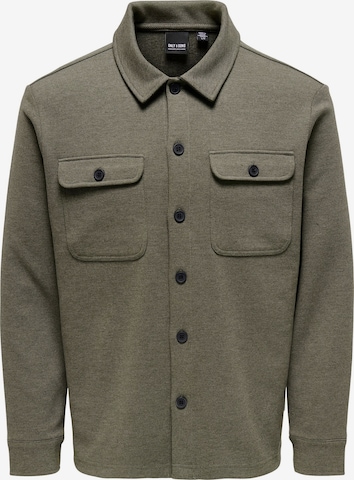 Only & Sons Button Up Shirt in Green: front