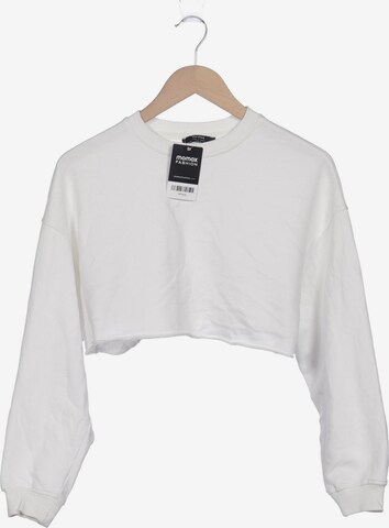 Bershka Sweatshirt & Zip-Up Hoodie in S in White: front