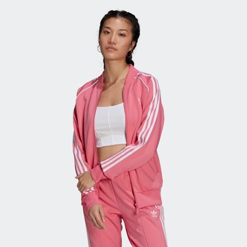 ADIDAS ORIGINALS Кофта на молнии в Ярко-розовый: спереди