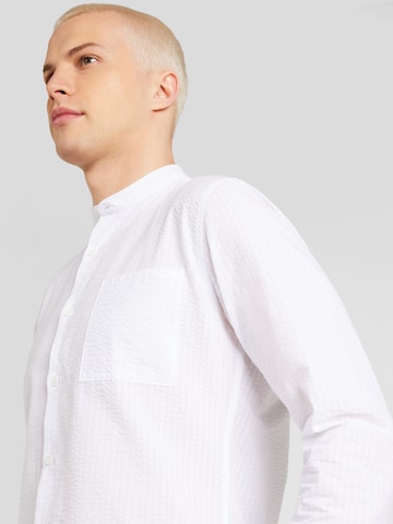 Lindbergh Slim fit Button Up Shirt 'Manderin' in White