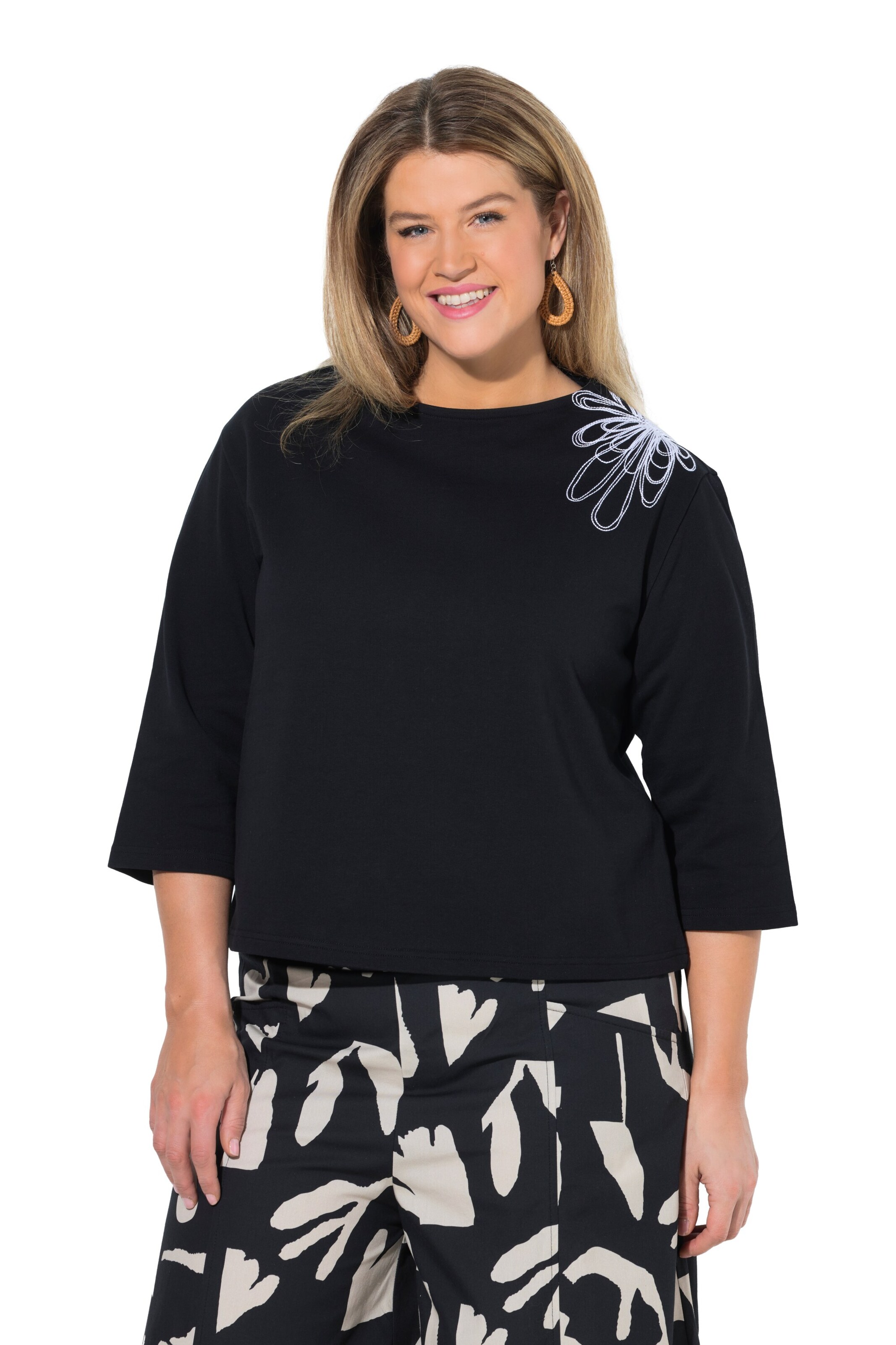 Ulla Popken Sweatshirt in Schwarz: Vorderseite