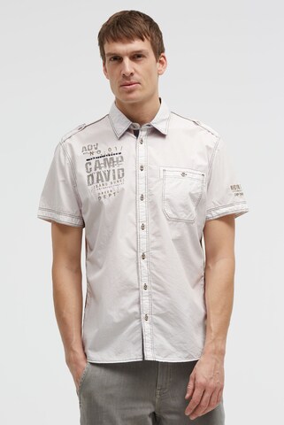 CAMP DAVID Slim fit Button Up Shirt in Beige: front