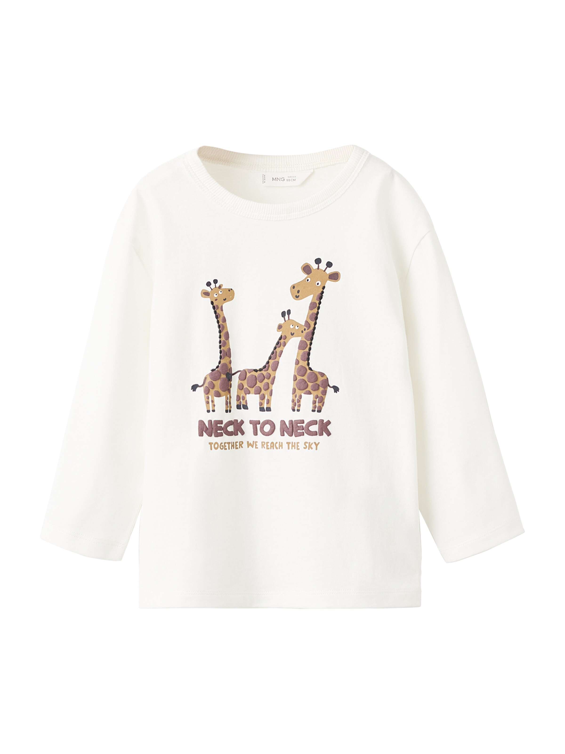 MANGO KIDS Majica 'Jirafam' | bela barva: sprednja stran