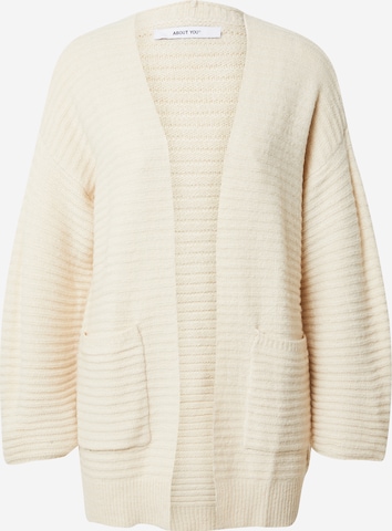 ABOUT YOU Knit cardigan 'Theodora' in Beige: front