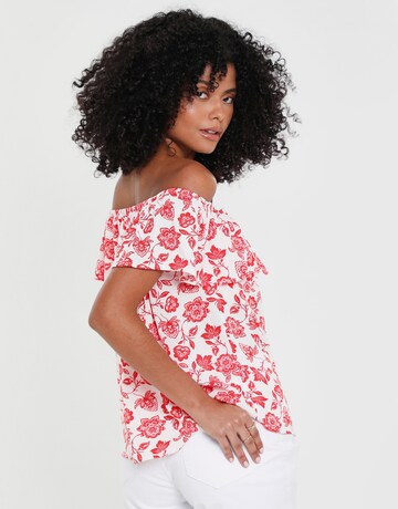 Threadbare Blouse 'THB Coronation Bardot Top' in Red