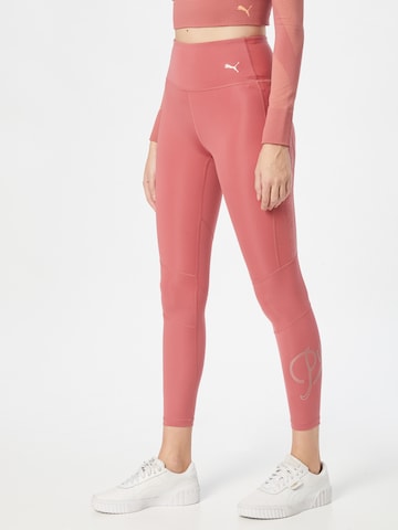PUMA Skinny Workout Pants in Pink: front
