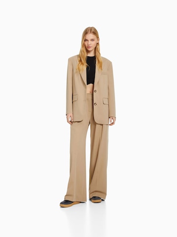 Bershka Wide leg Trousers with creases in Beige