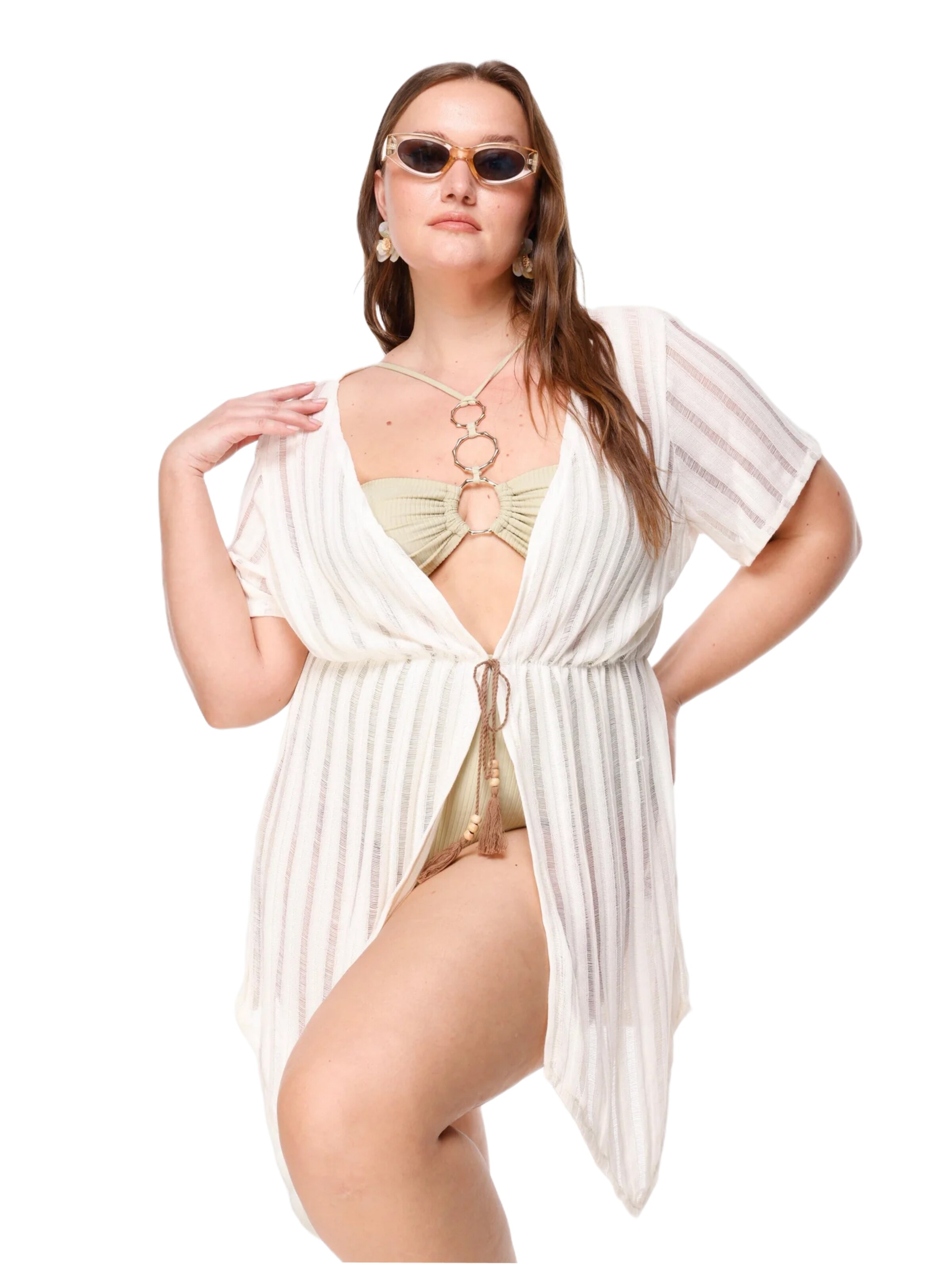 Shape Of You Kimono in White: front