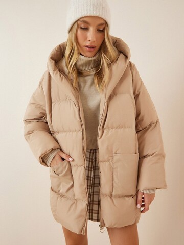 Happiness İstanbul Winter coat in Beige: front