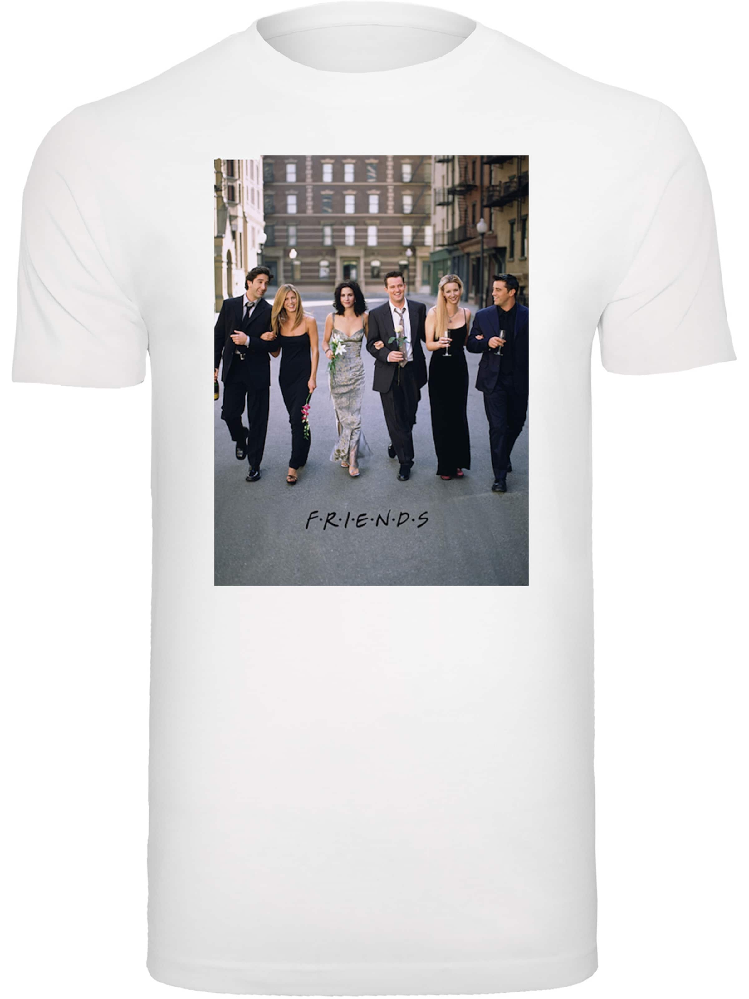 T-Shirt 'Friends Champagne And Flowers' F4NT4STIC en blanc : devant