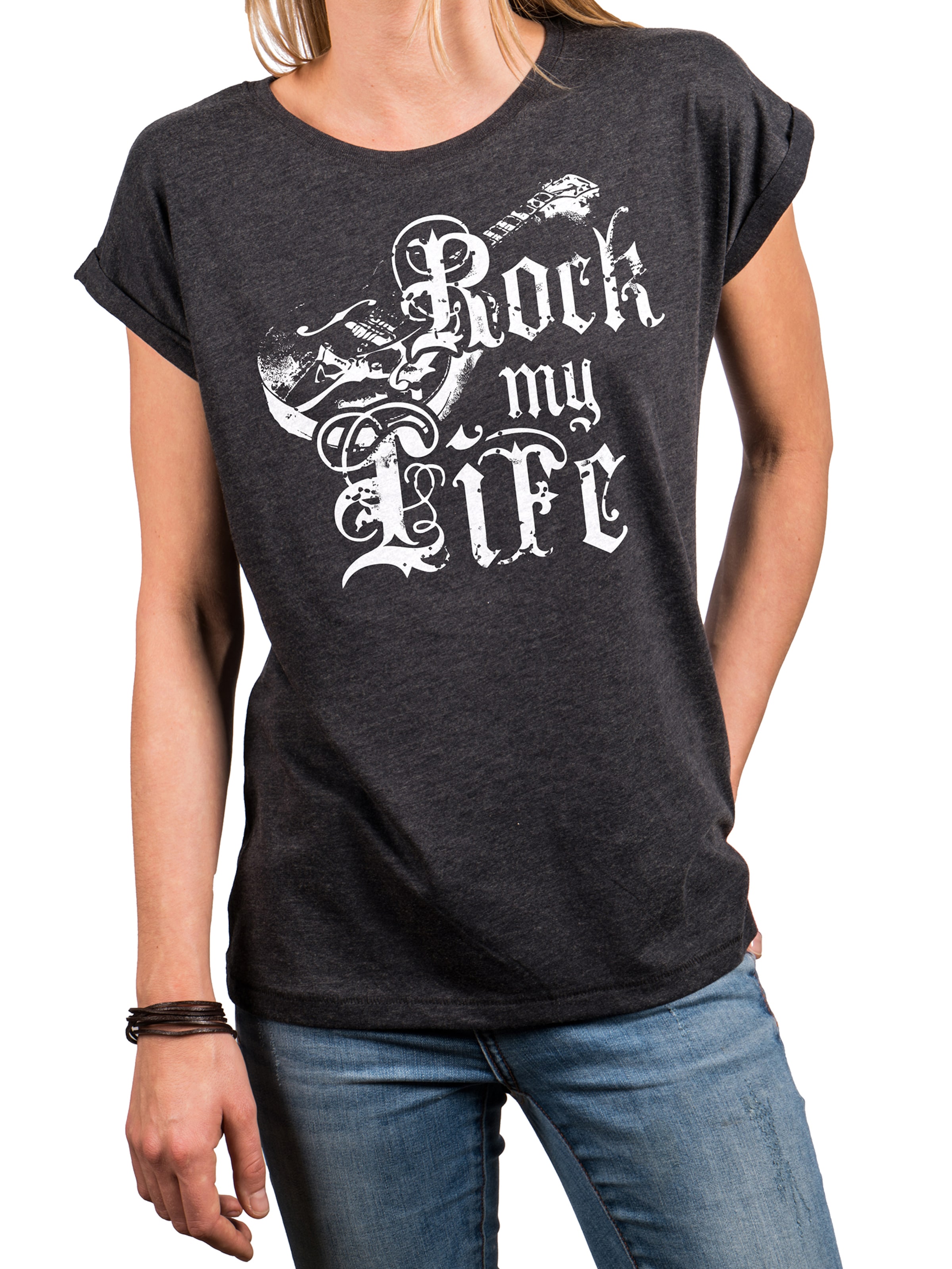 MAKAYA Shirt 'Rock My Life' in Grey
