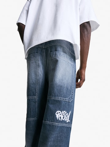 Baggy Jeans de la Bershka pe albastru