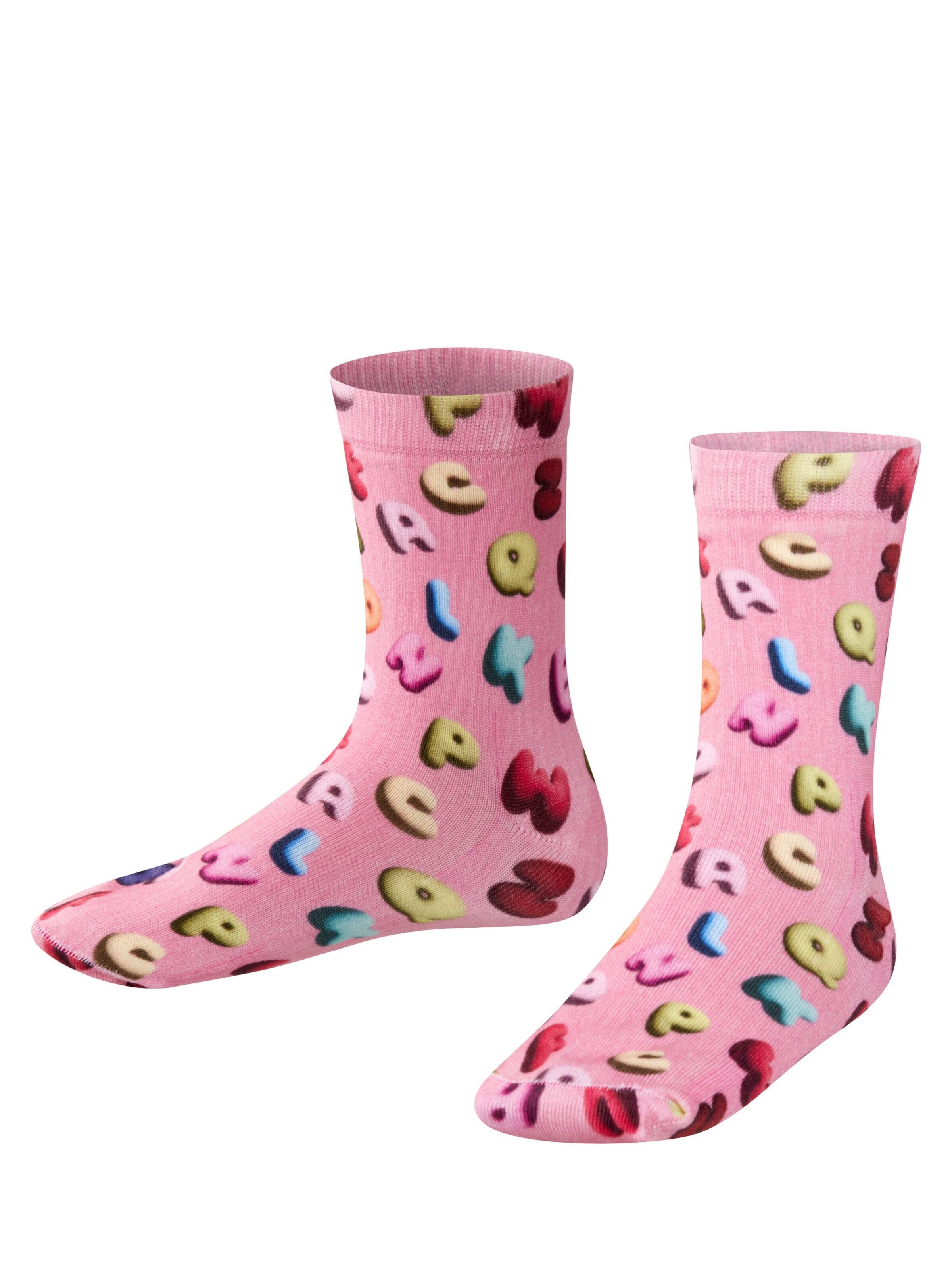 FALKE Socks 'Colourful Alphabet Print' in Red: front