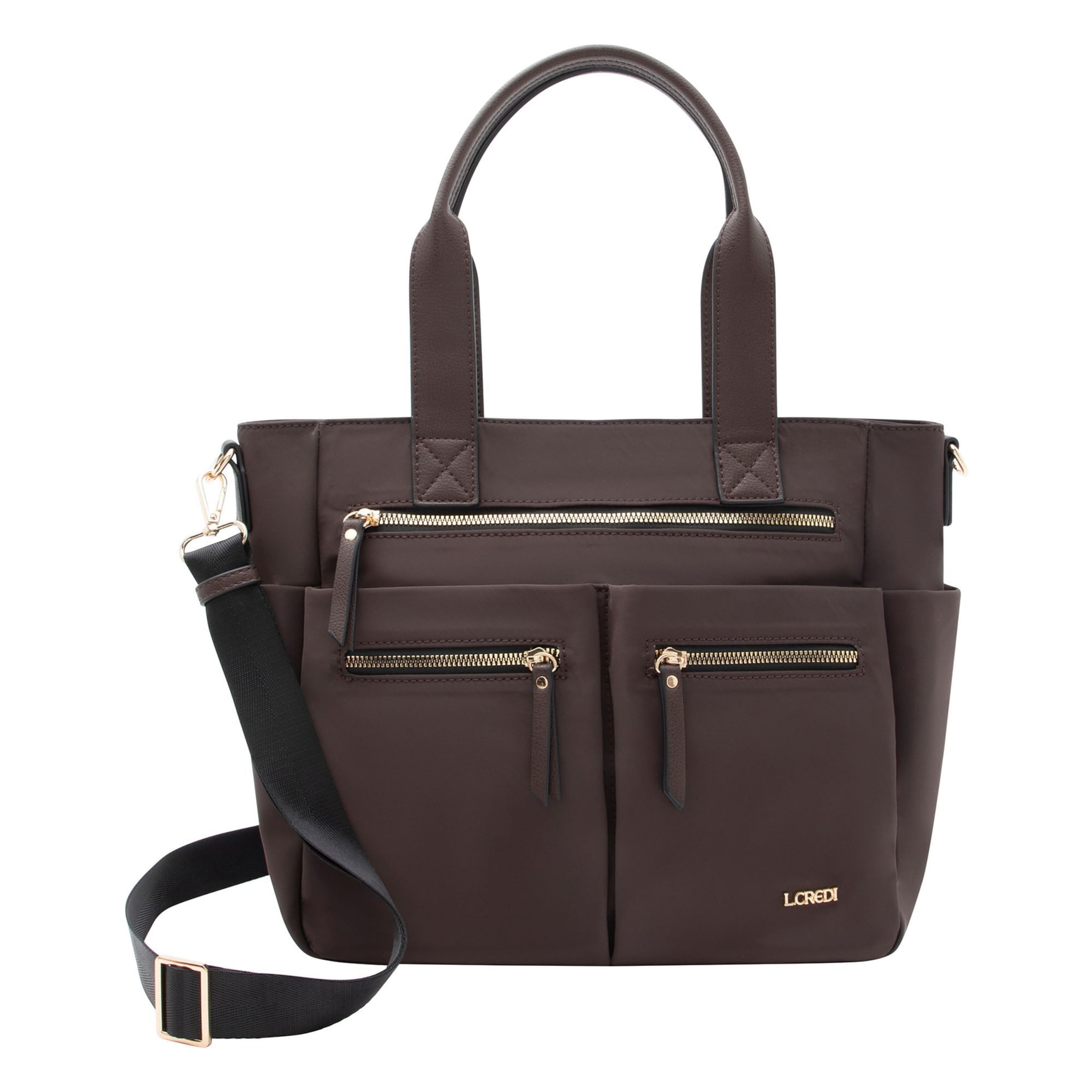 Sac bandoulière 'Odeta' L.CREDI en marron : devant