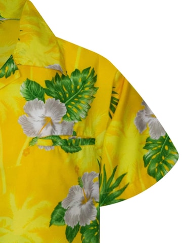 King Kameha Regular fit Overhemd 'Small Flower' in Geel