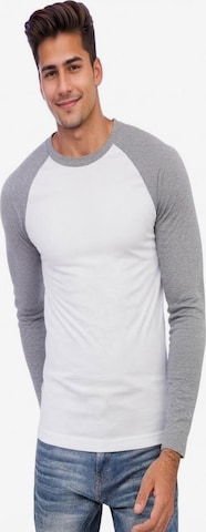 Vanilla Shirt '2-Pack Heren Baseballshirt Lange Mouwen – Wit/Zilvergrijs – Casual Raglan – Maat M' in Silver: front