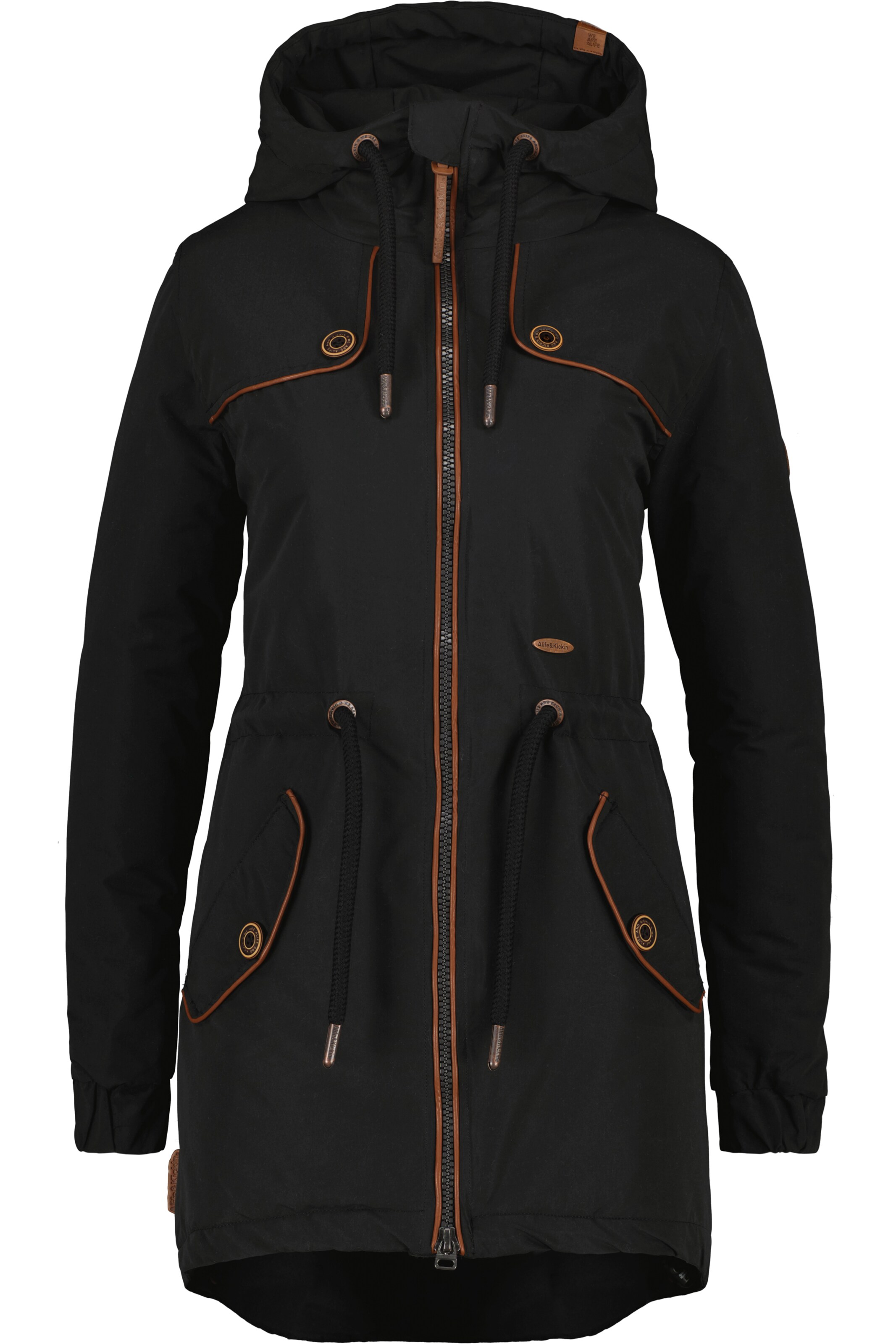 Alife and Kickin Parka 'CharlotteAK A' in Schwarz: Vorderseite