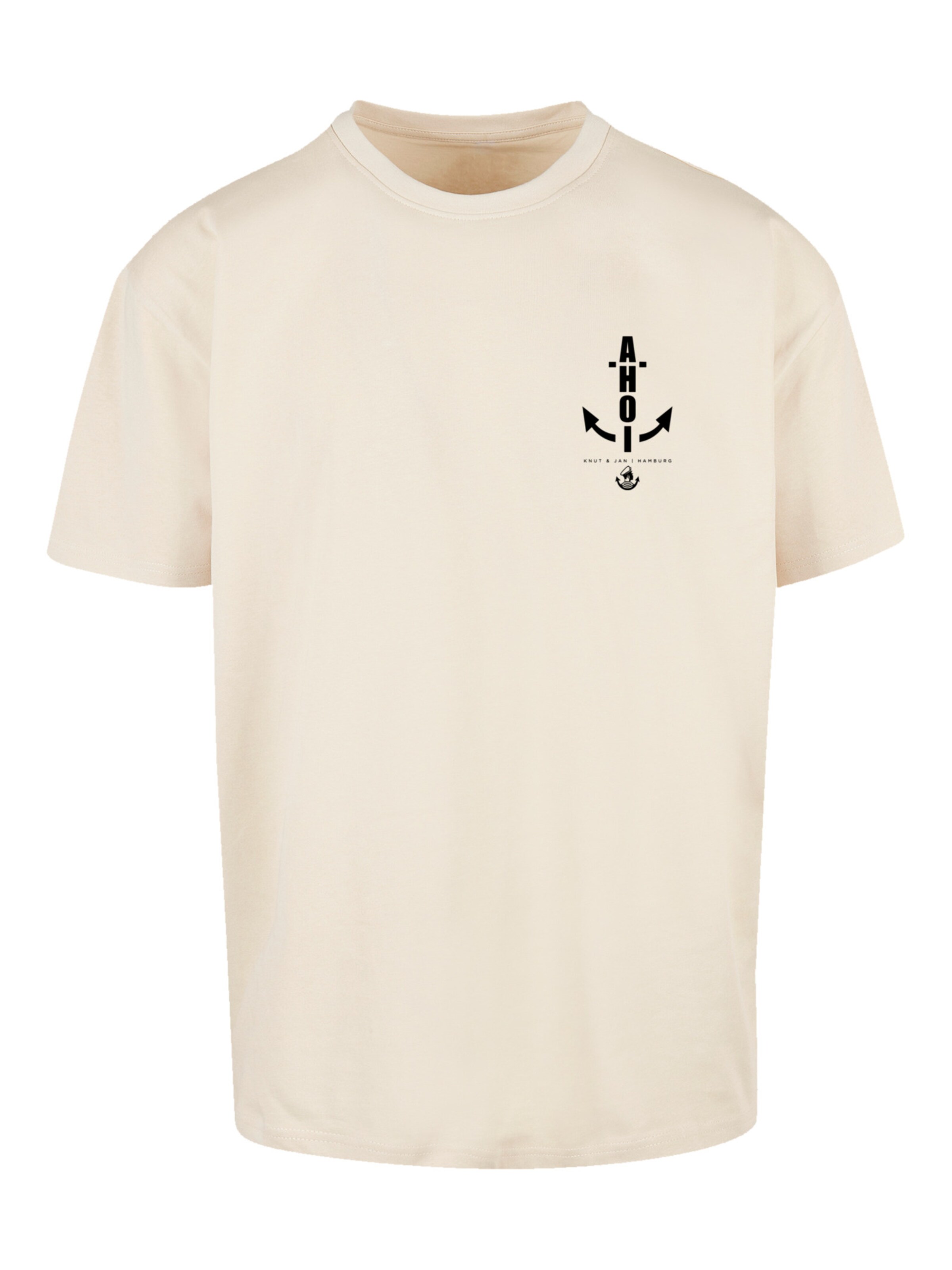 T-Shirt 'Ahoi Anker Knut & Jan Hamburg' F4NT4STIC en beige : devant