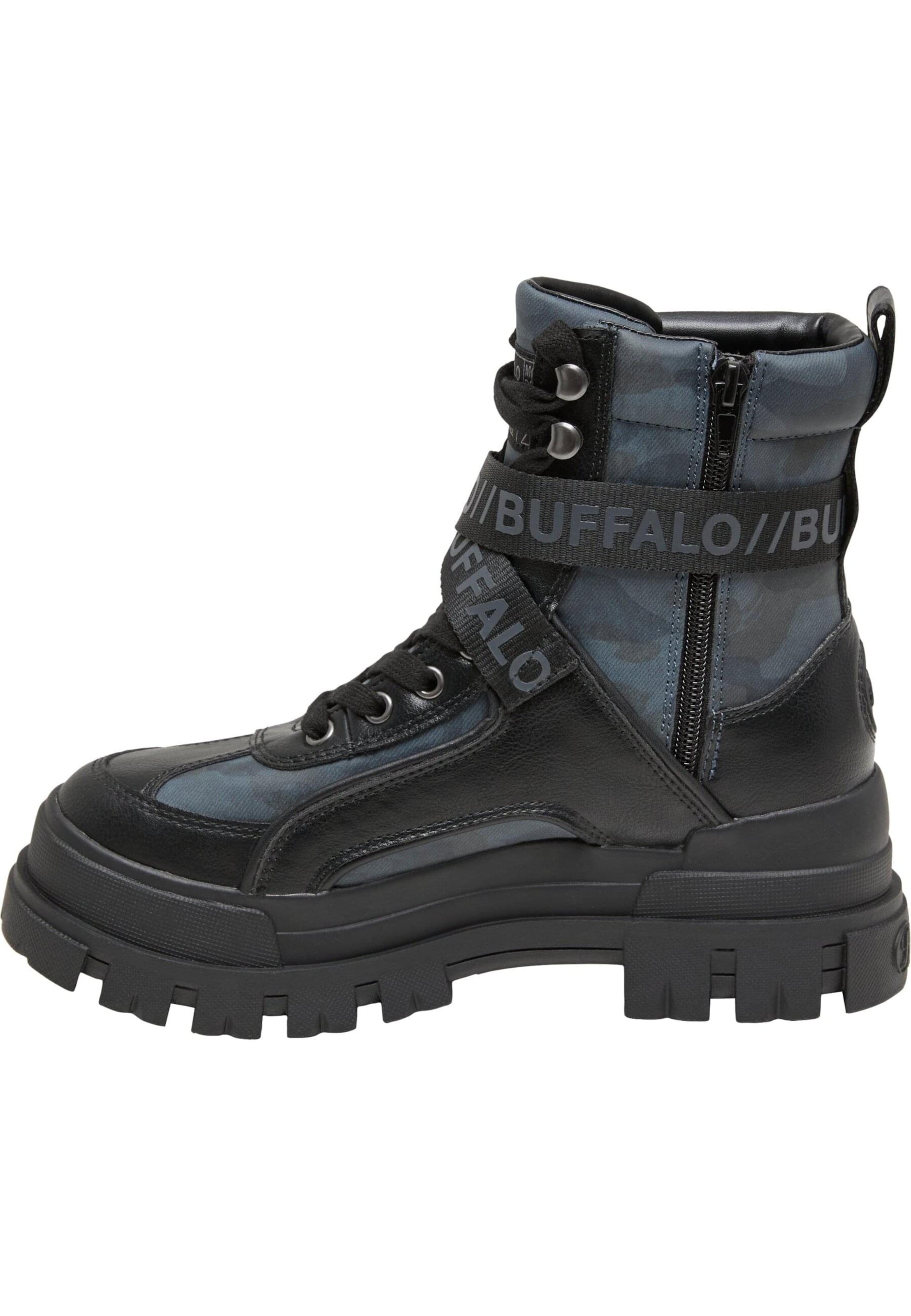 BUFFALO Botki sznurowane 'Aspha' w kolorze czarny