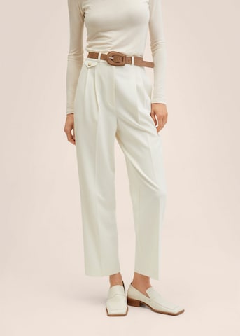 MANGO Loose fit Pleat-Front Pants 'JIM' in White: front