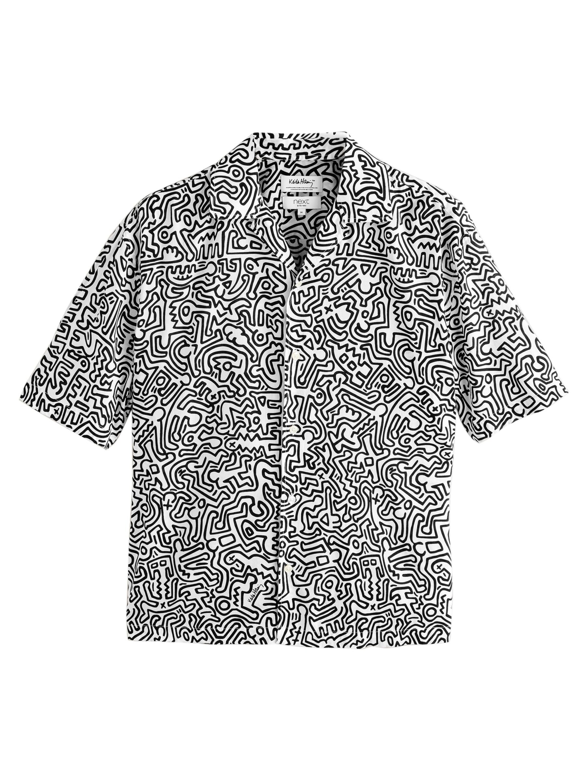 Next Regular Fit Hemd 'Keith Haring' in Schwarz: Vorderseite