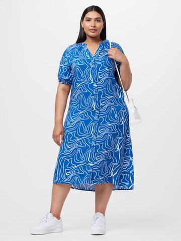 ONLY Carmakoma Shirt dress 'DES ALLIE' in Blue