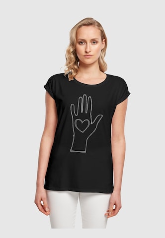 T-shirt 'Ladies Peace - Scribble Hand Heart' Merchcode en noir : devant