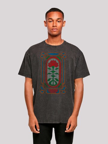 F4NT4STIC Shirt 'Stranger Things Rose Window Netflix TV Series' in Zwart: voorkant
